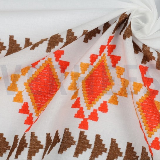 COTTON VOILE ONE-SIDE BORDER WHITE #7