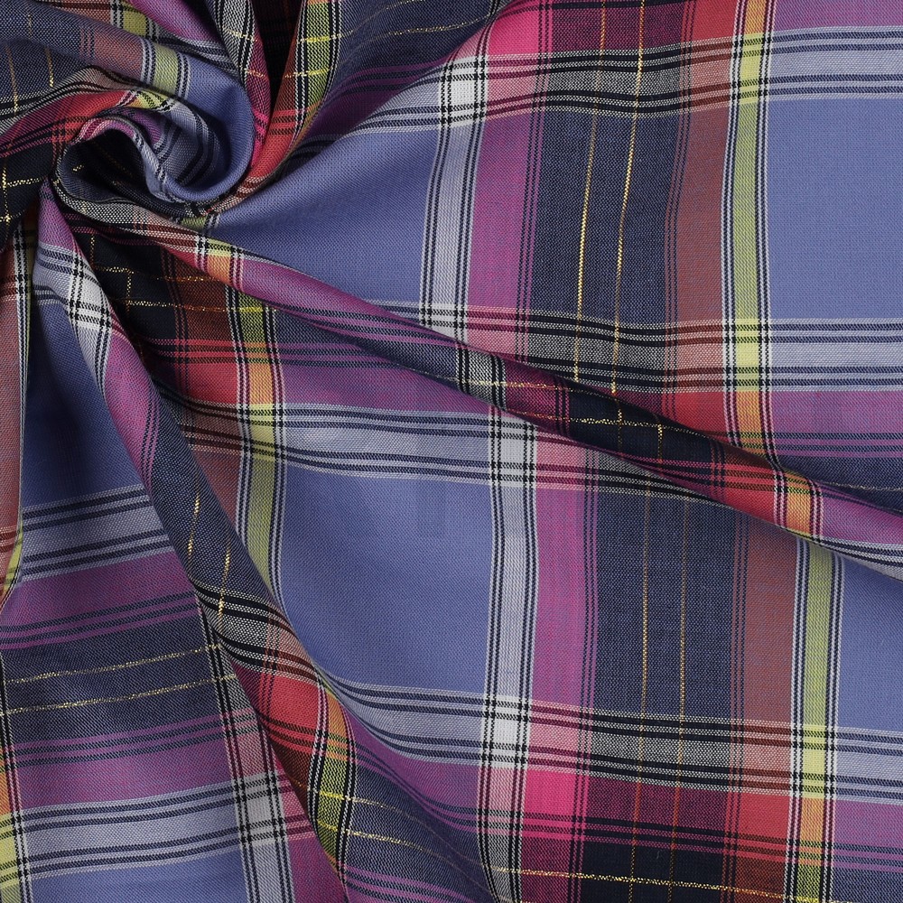 BAUMWOLLE GARNGEFÄRBT KAROS LUREX LILA/VIOLETT #7