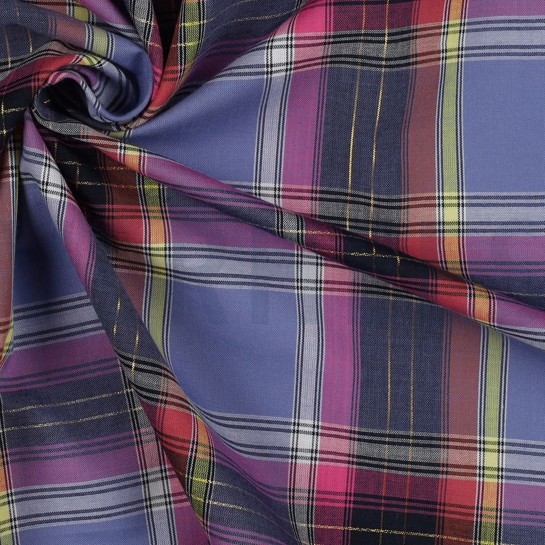 KATOEN GARENGEVERFD RUITEN LUREX PAARS #7