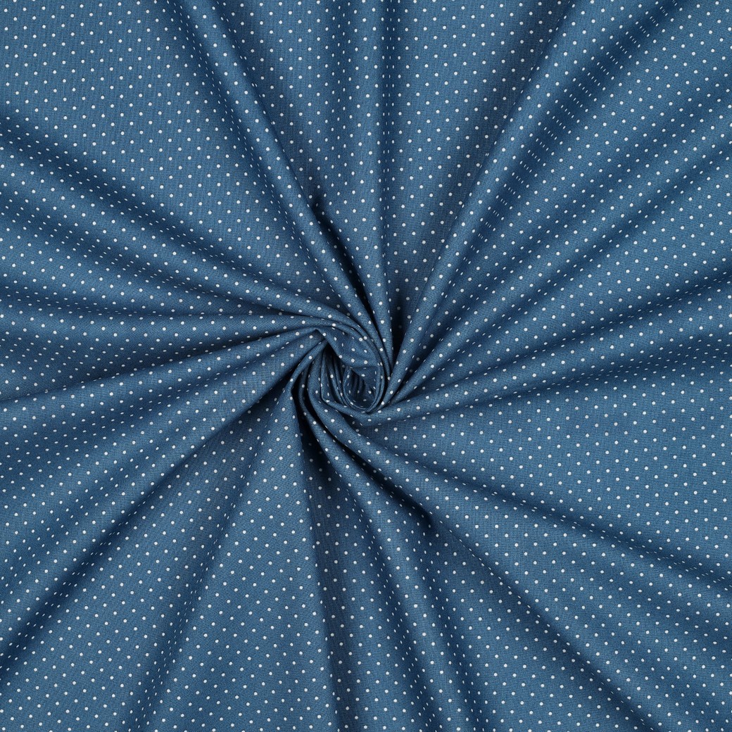 KATOENEN POPLIN KLEINE STIPPEN BLAUW #7