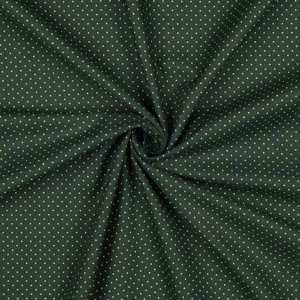 KATOENEN POPLIN KLEINE STIPPEN DONKERGROEN #7