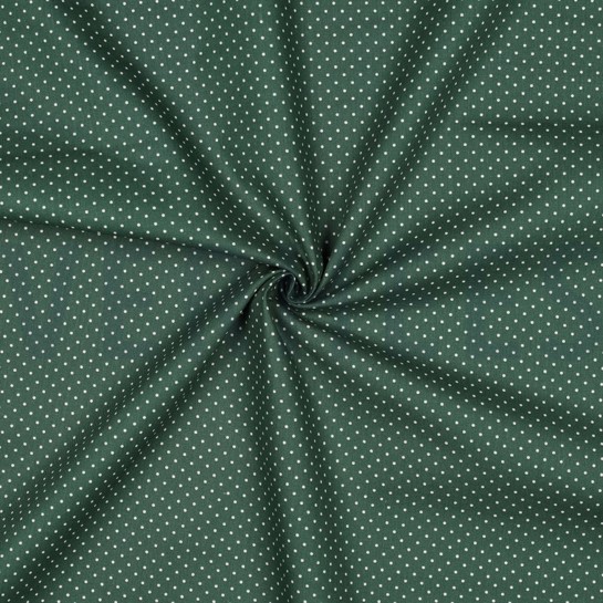 KATOENEN POPLIN KLEINE STIPPEN DONKERGROEN #7