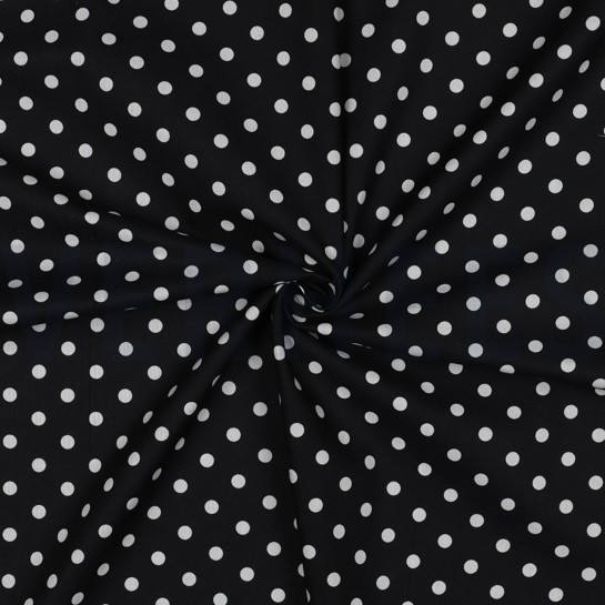BAUMWOLLE POPELINE PUNKTE SCHWARZ #7