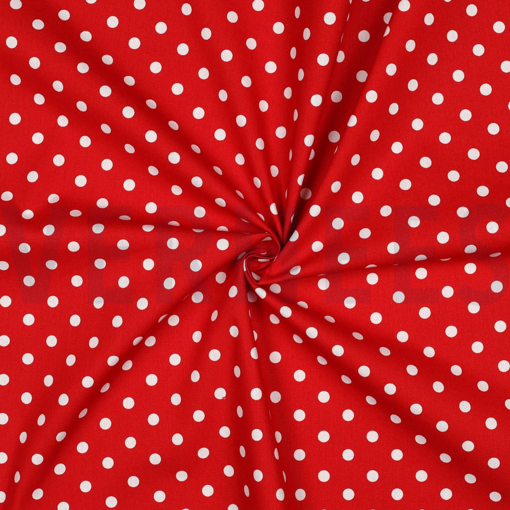 KATOENEN POPLIN STIPPEN ROOD #7