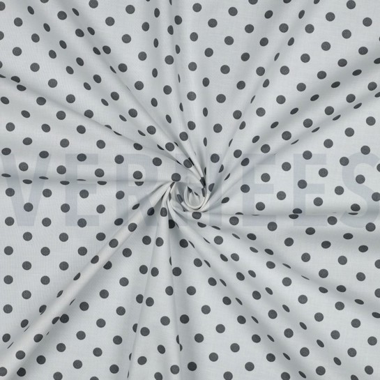 BAUMWOLLE POPELINE PUNKTE WEISS/GRAU #7