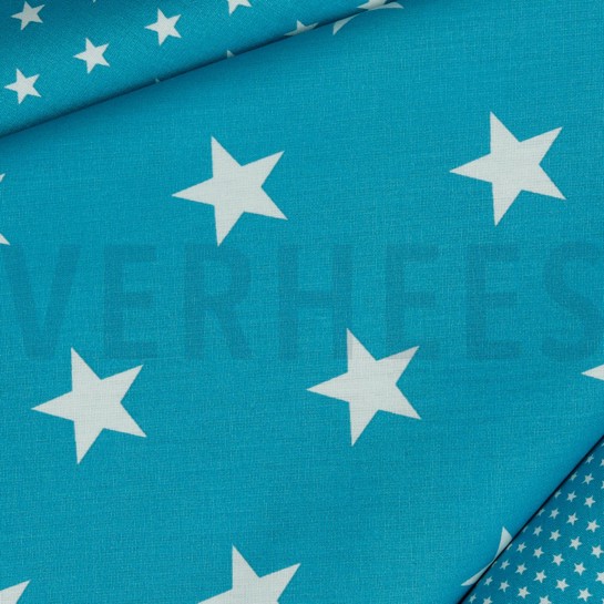 POPLIN STARS TURQUOISE #7