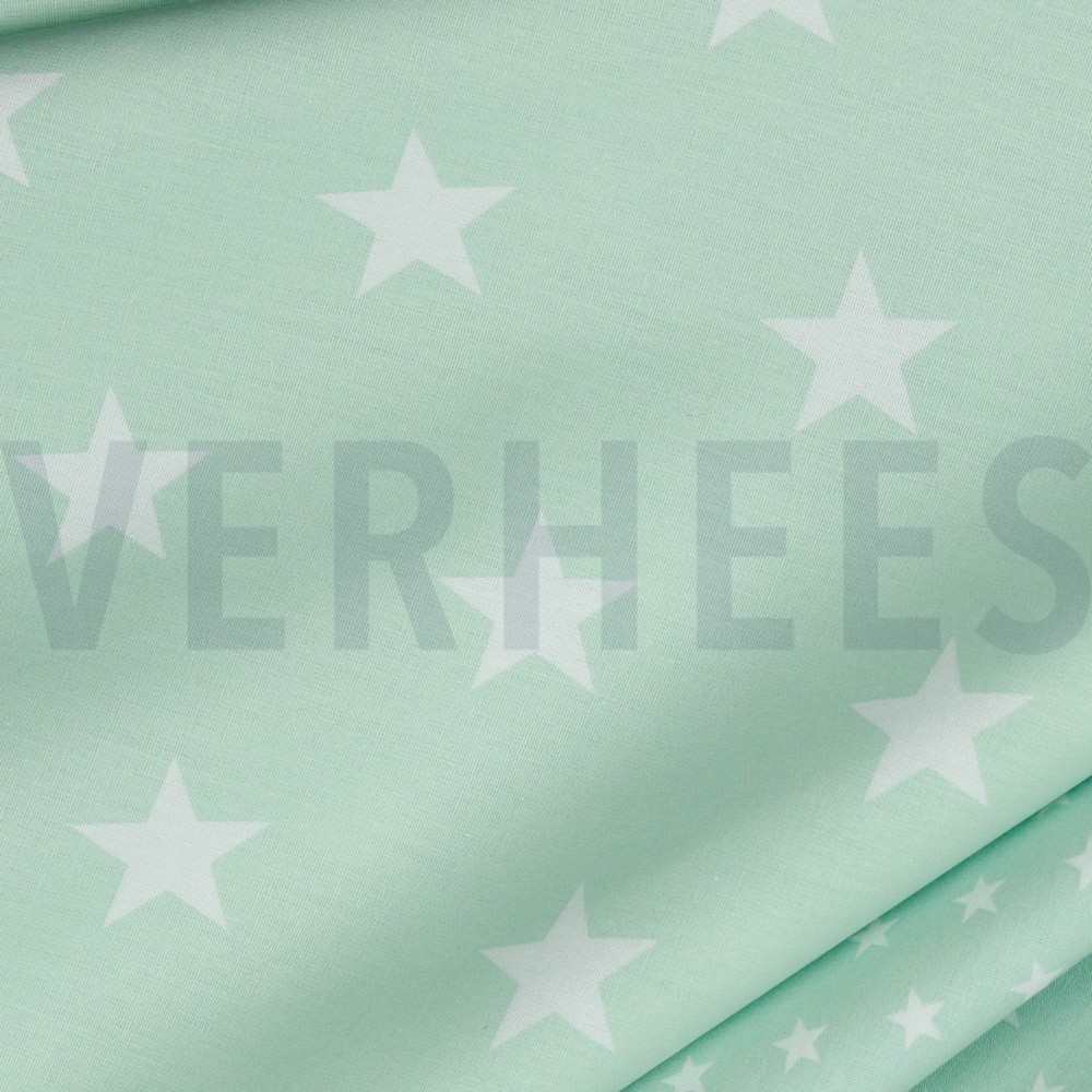 KATOENEN POPLIN STERREN MINT #7