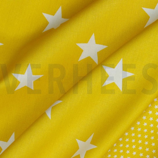 BAUMWOLLE POPELINE STERNE GELB #7