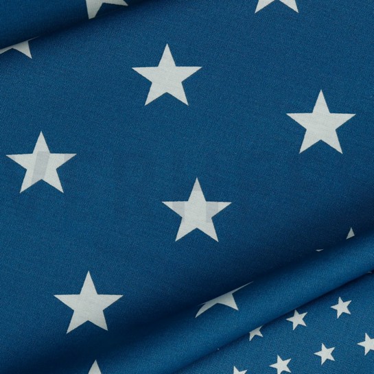 BAUMWOLLE POPELINE STERNE BLAU #7