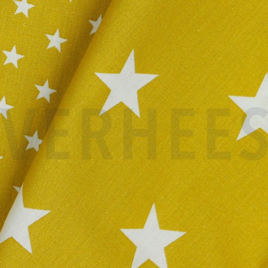 BAUMWOLLE POPELINE STERNE OCKER #7