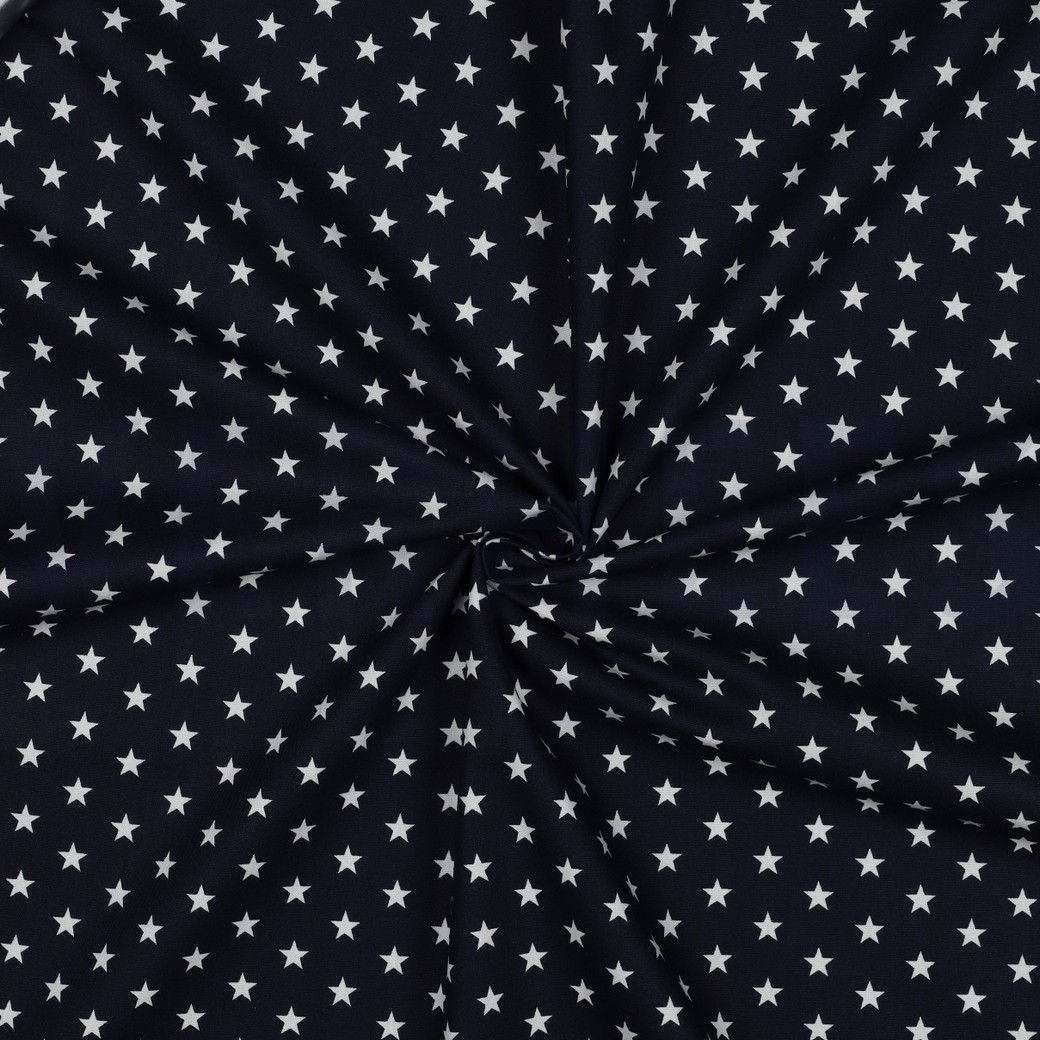 KATOENEN POPLIN KLEINE STERREN MARINEBLAUW #7