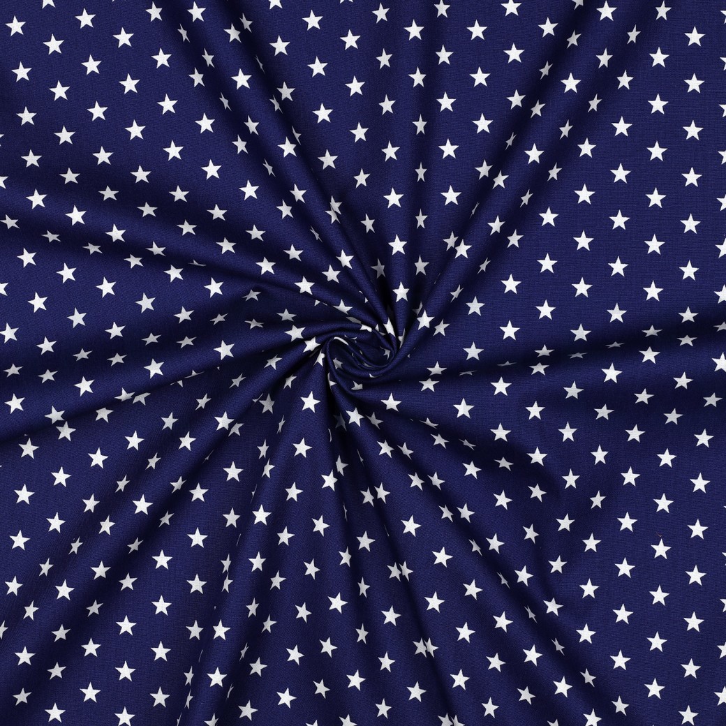KATOENEN POPLIN KLEINE STERREN KOBALTBLAUW #7