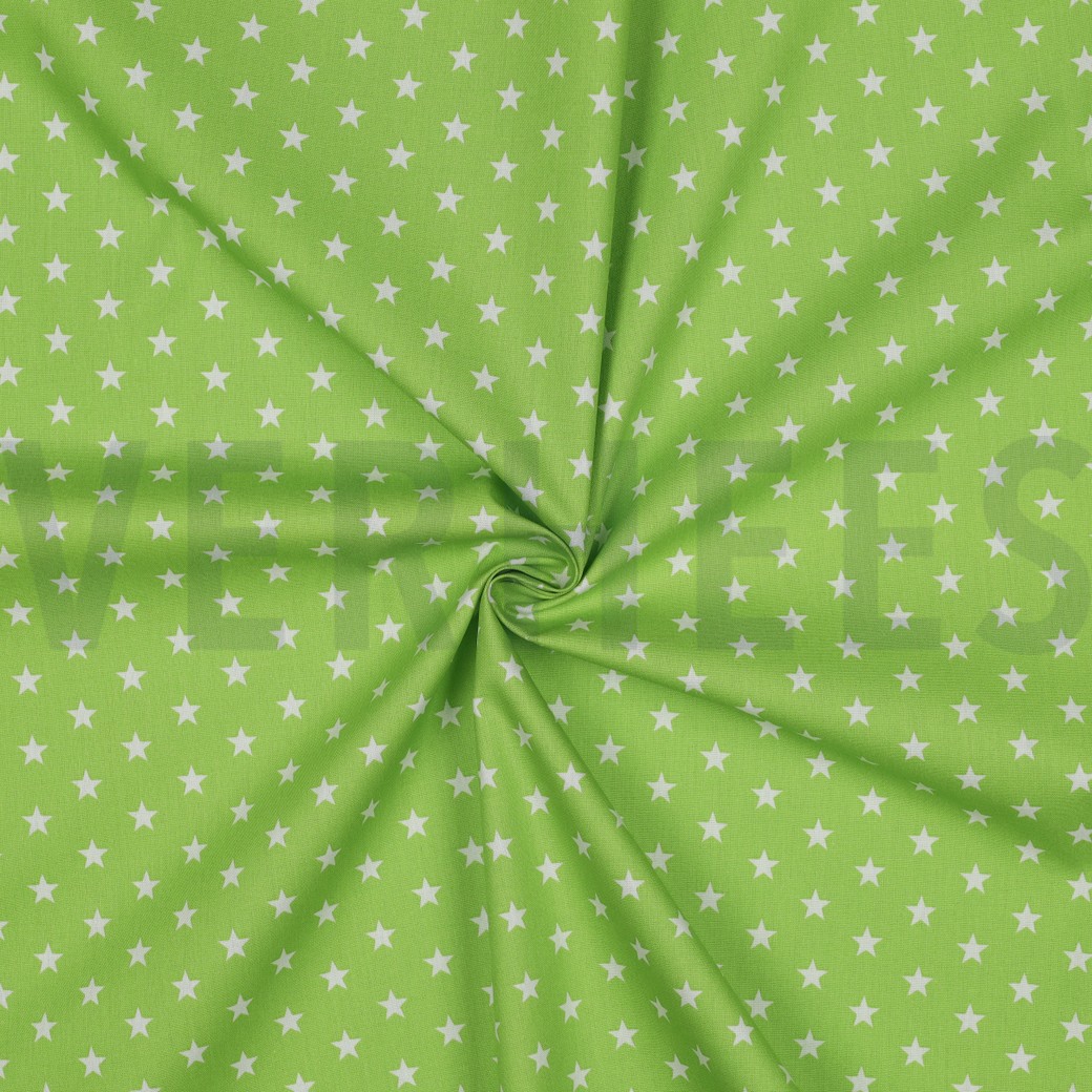 KATOENEN POPLIN KLEINE STERREN LIMOEN #7