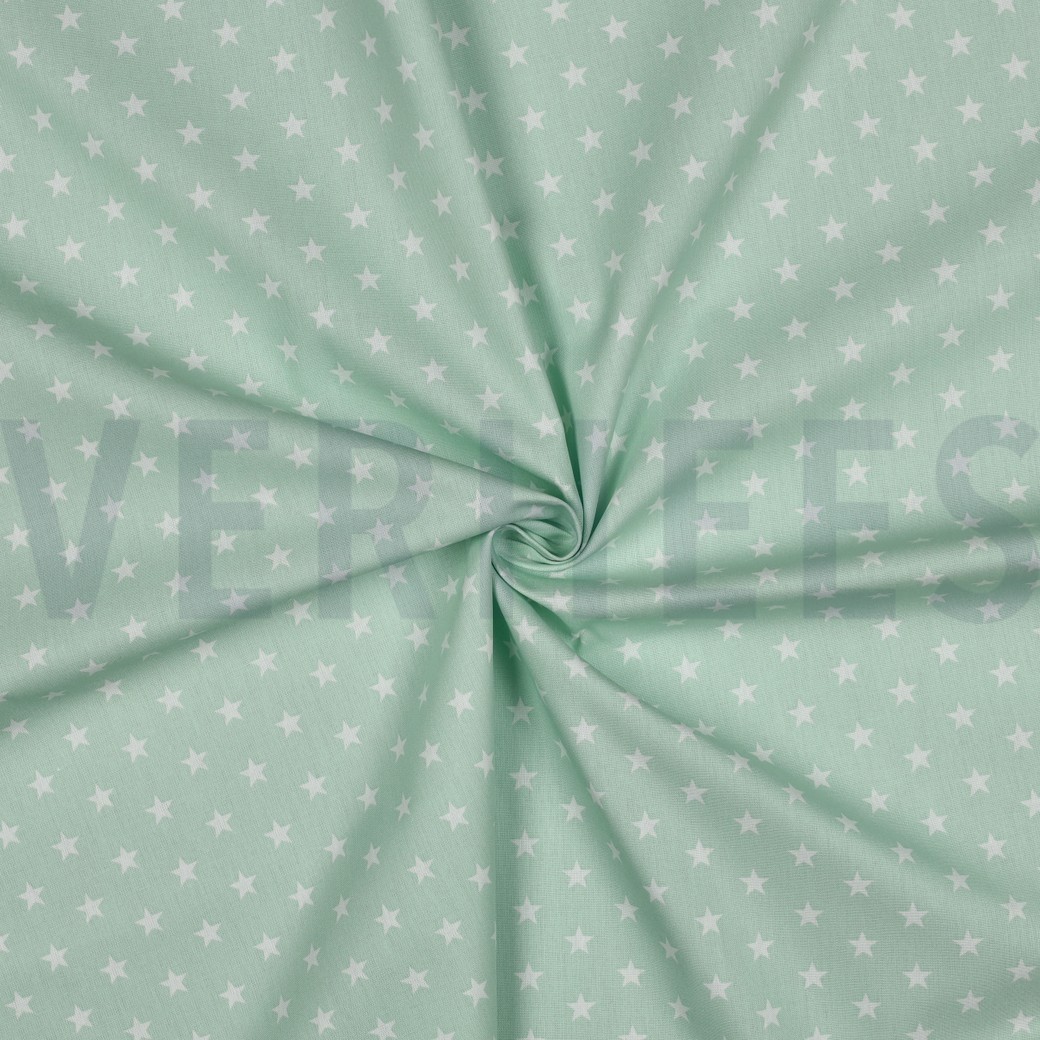 KATOENEN POPLIN KLEINE STERREN MINT #7