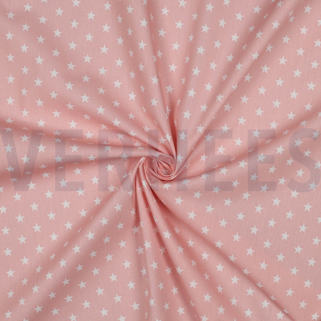 KATOENEN POPLIN KLEINE STERREN OUDROZE #7