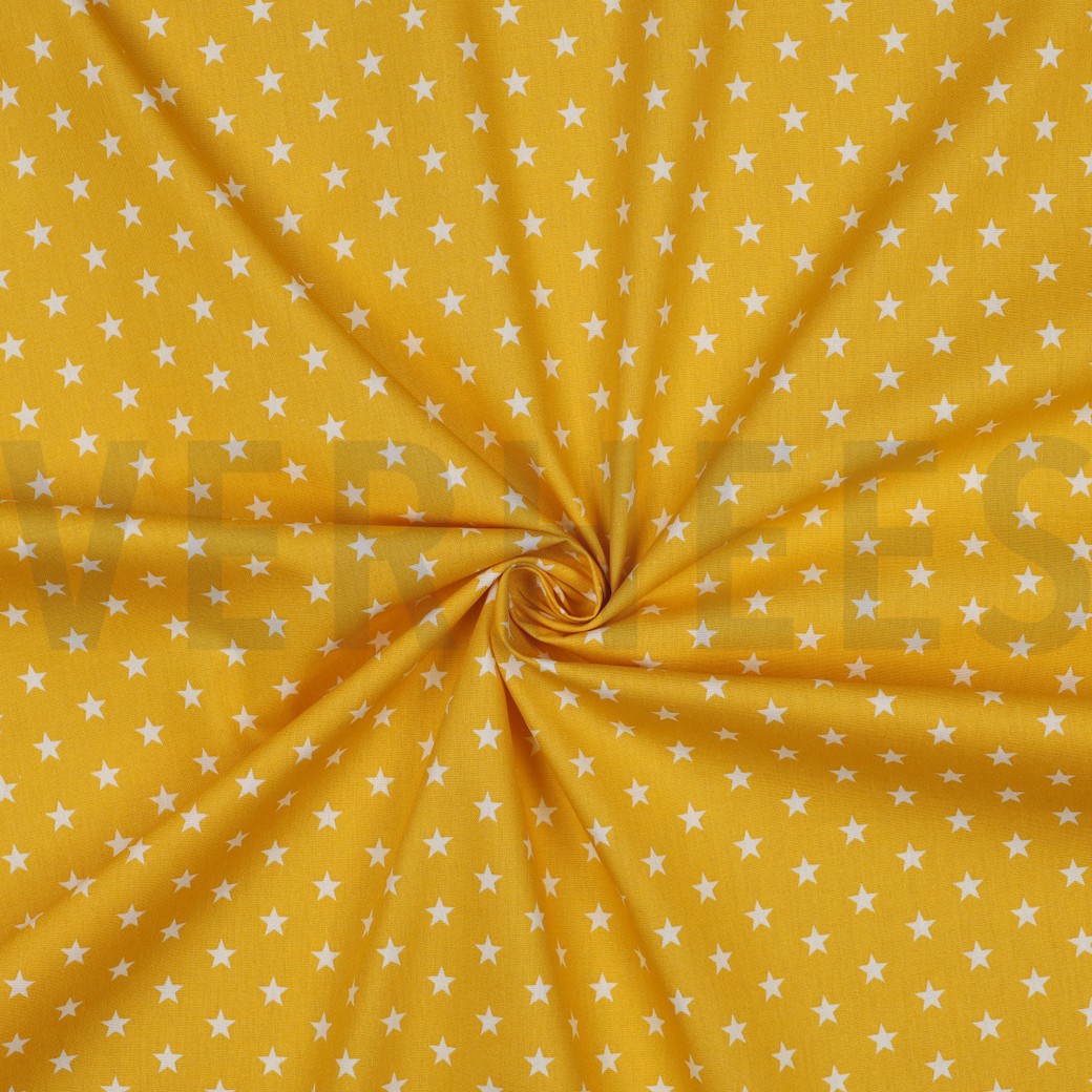 POPELINE DE COTON PETITES ÉTOILES JAUNE #7