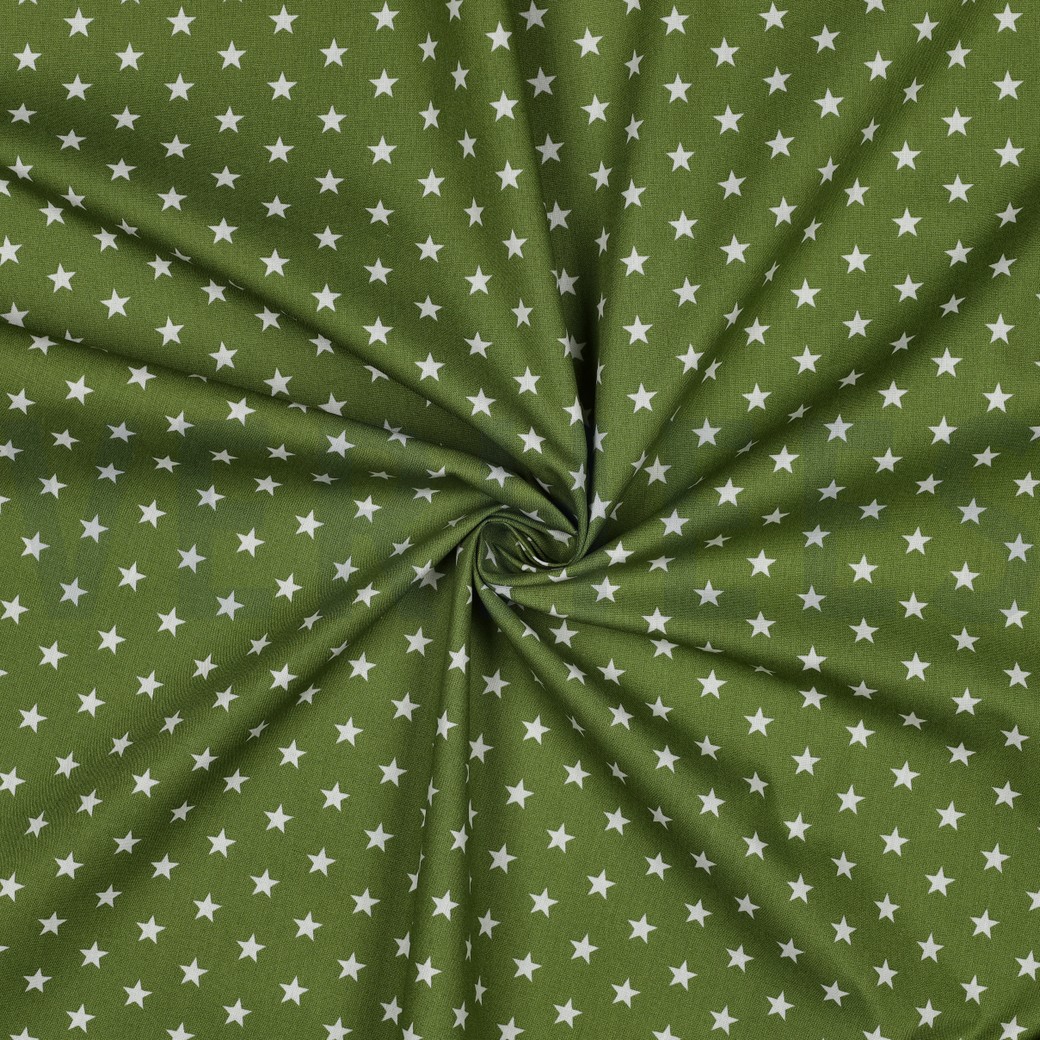 KATOENEN POPLIN KLEINE STERREN GROEN #7