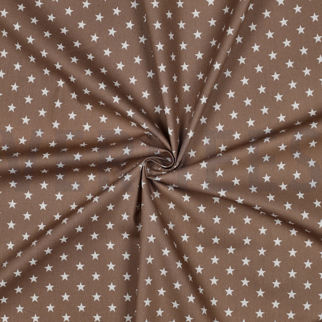 KATOENEN POPLIN KLEINE STERREN TAUPE #7