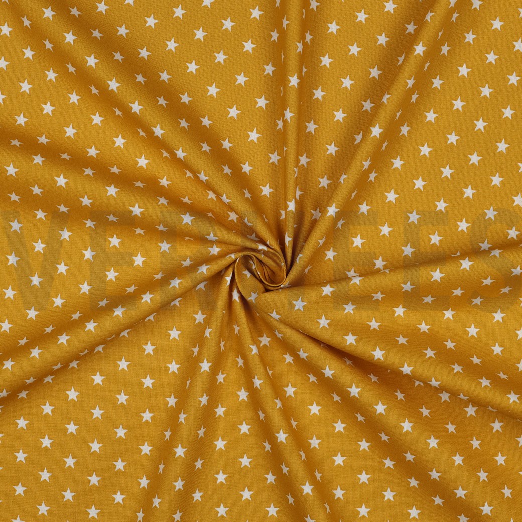 KATOENEN POPLIN KLEINE STERREN OKER #7