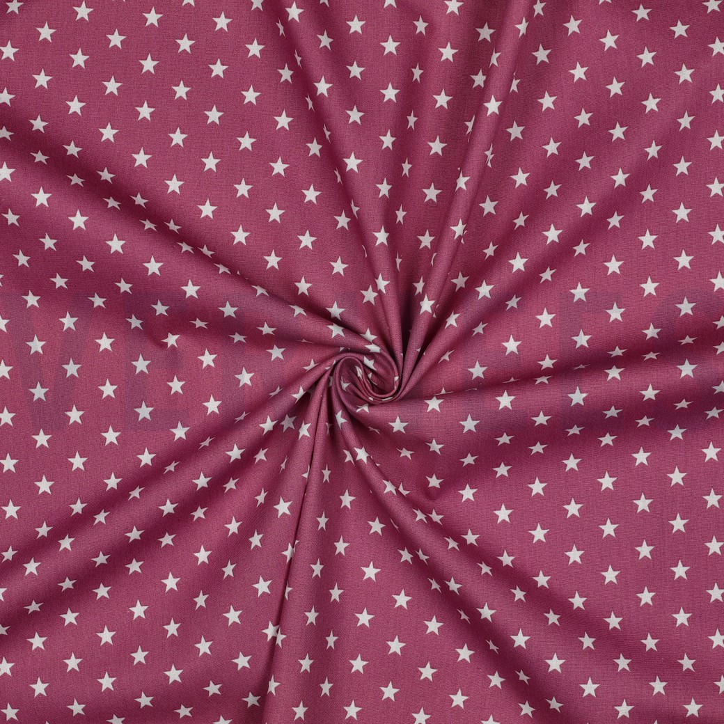 KATOENEN POPLIN KLEINE STERREN MAUVE #7