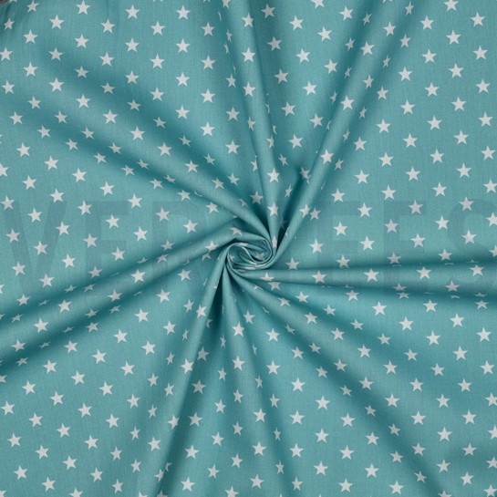 KATOENEN POPLIN KLEINE STERREN OUDGROEN #7