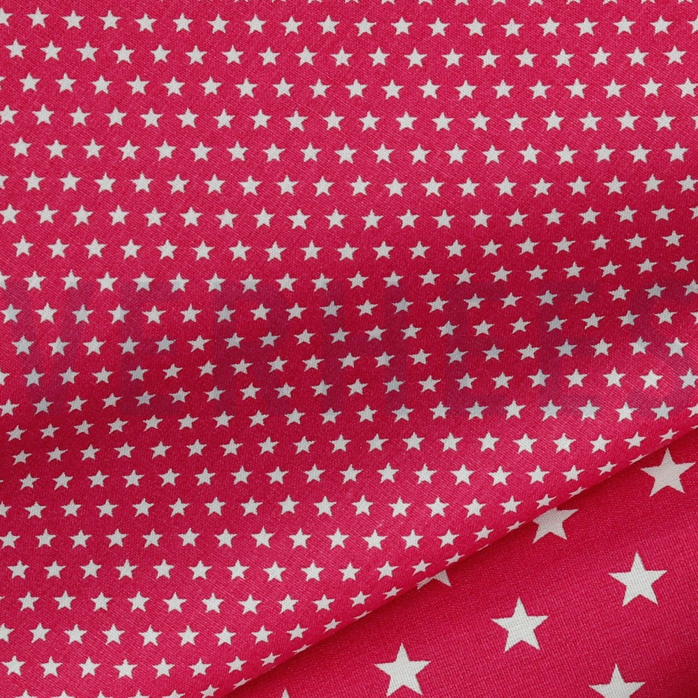 KATOENEN POPLIN MINI STERREN ROZE #7