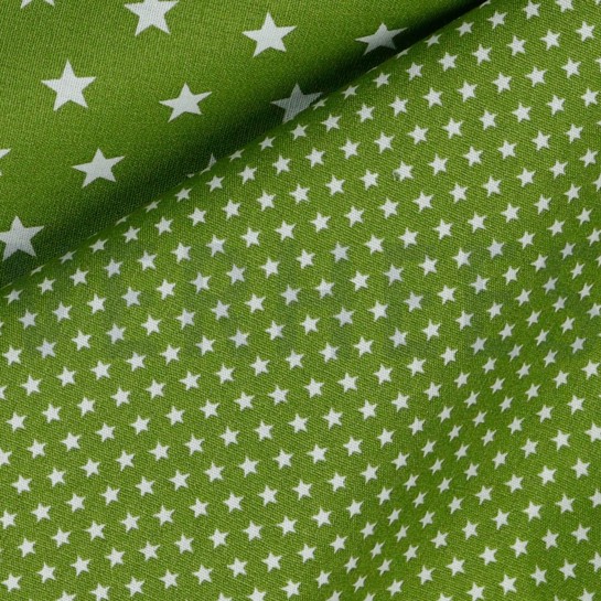 KATOENEN POPLIN MINI STERREN GROEN #7