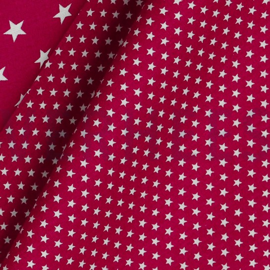 BAUMWOLLE POPELINE MINI STERNE KIRSCHROT #7