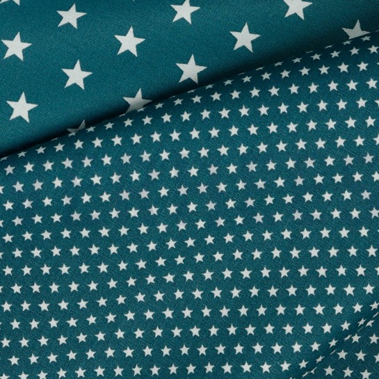 POPELINE DE COTON MINI ÉTOILES PÉTROLE #7
