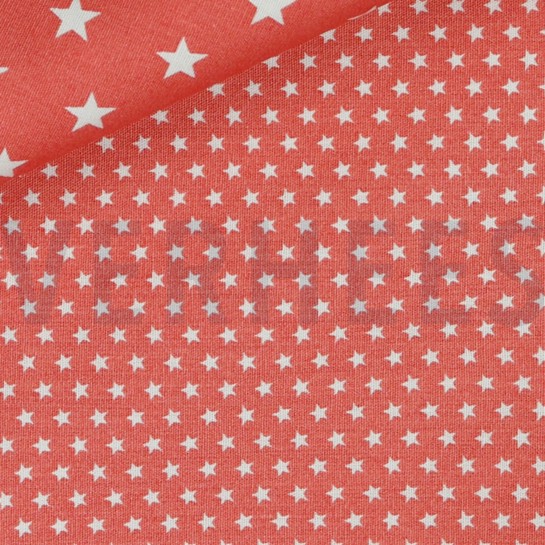 POPELINE DE COTON MINI ÉTOILES CORAIL #7