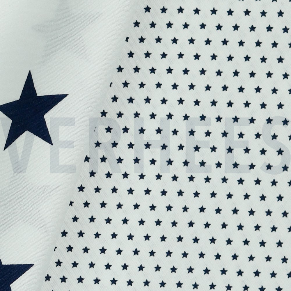 POPLIN MINI STARS WHITE/NAVY #7