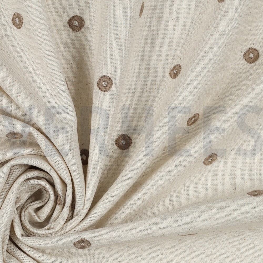 LINNEN VISCOSE EMBROIDERY VIERKANT ZAND #7