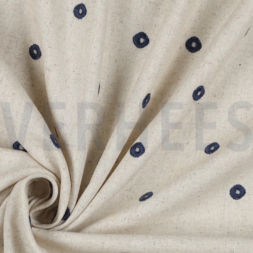 LIN VISCOSE BRODERIE CARRÉ INDIGO #7
