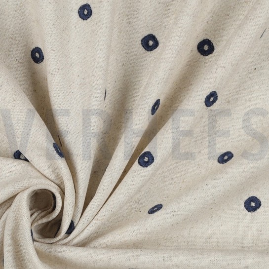 LINEN VISCOSE EMBROIDERY SQUARE INDIGO #7