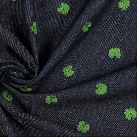JEANS STICKEREI KLEEBLÄTTER INDIGO #7