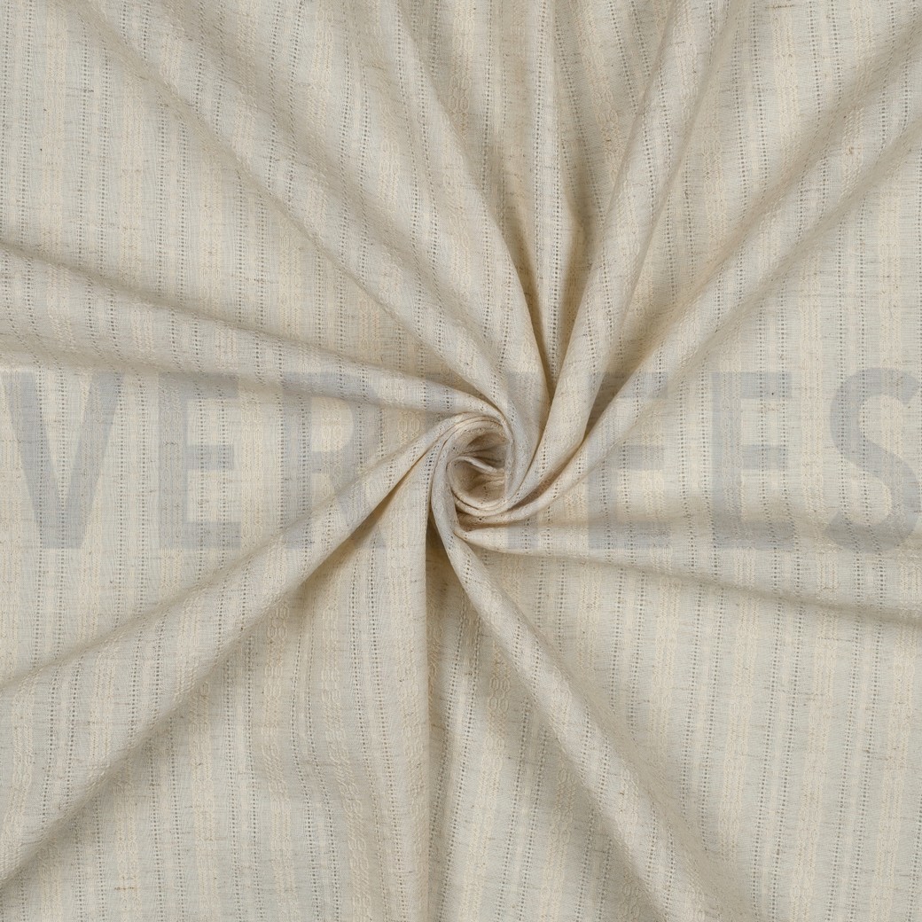 LIN COTON JACQUARD RAYURE BEIGE #7