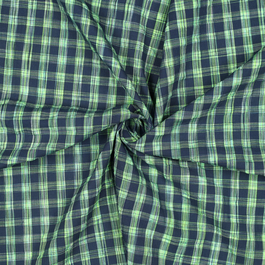 KATOEN GARENGEVERFD RUITEN NEON GROEN NEON/BLAUW #7