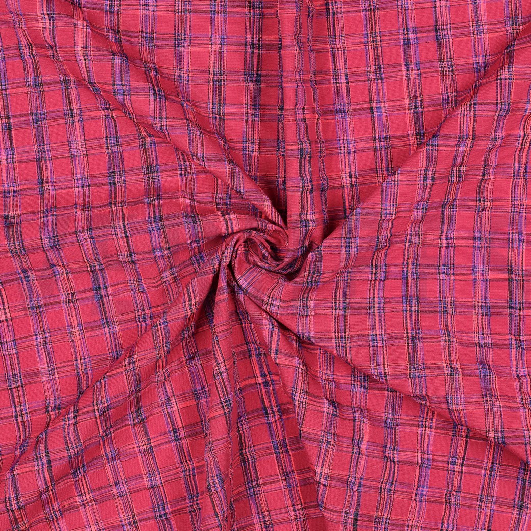KATOEN GARENGEVERFD RUITEN NEON ROZE NEON/FUCHSIA #7