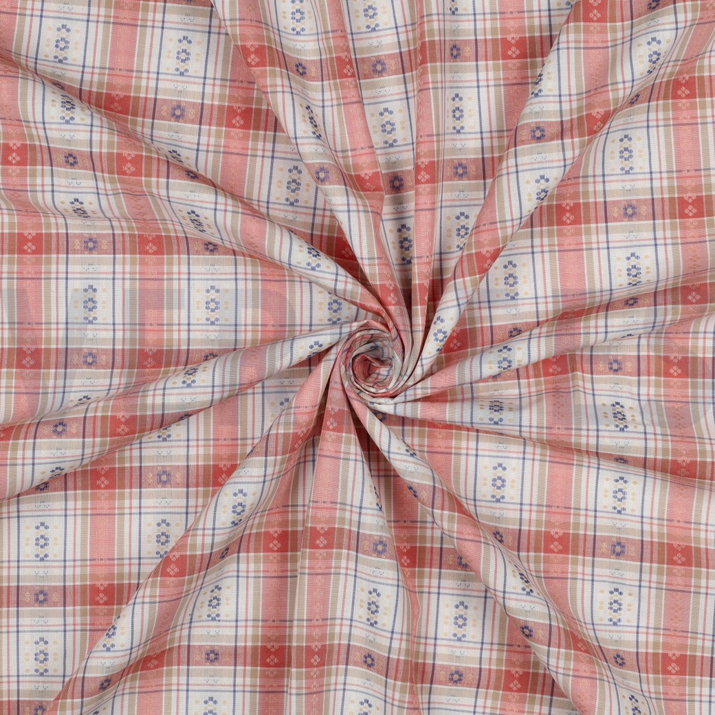 KATOEN JACQUARD DOBBY BLOEMEN ZACHTROZE #7