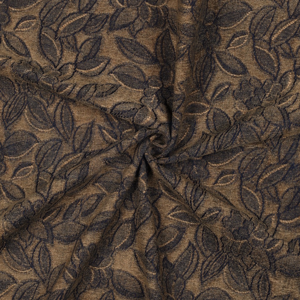 DENIM SAMT JACQUARD BLÄTTER BRAUN #7