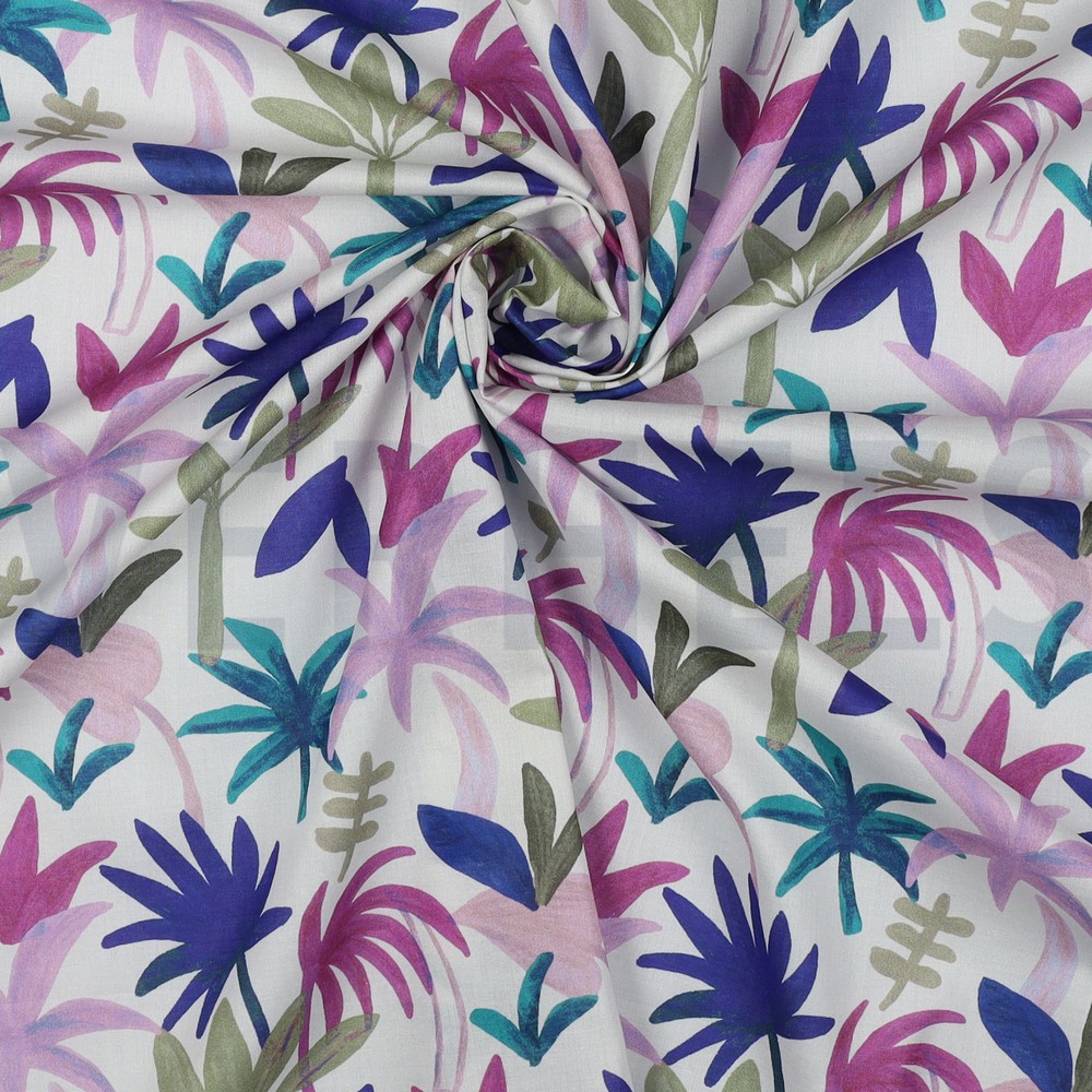 COTON VOILE DIGITAL PALM HAVEN BLEU COBALT #7