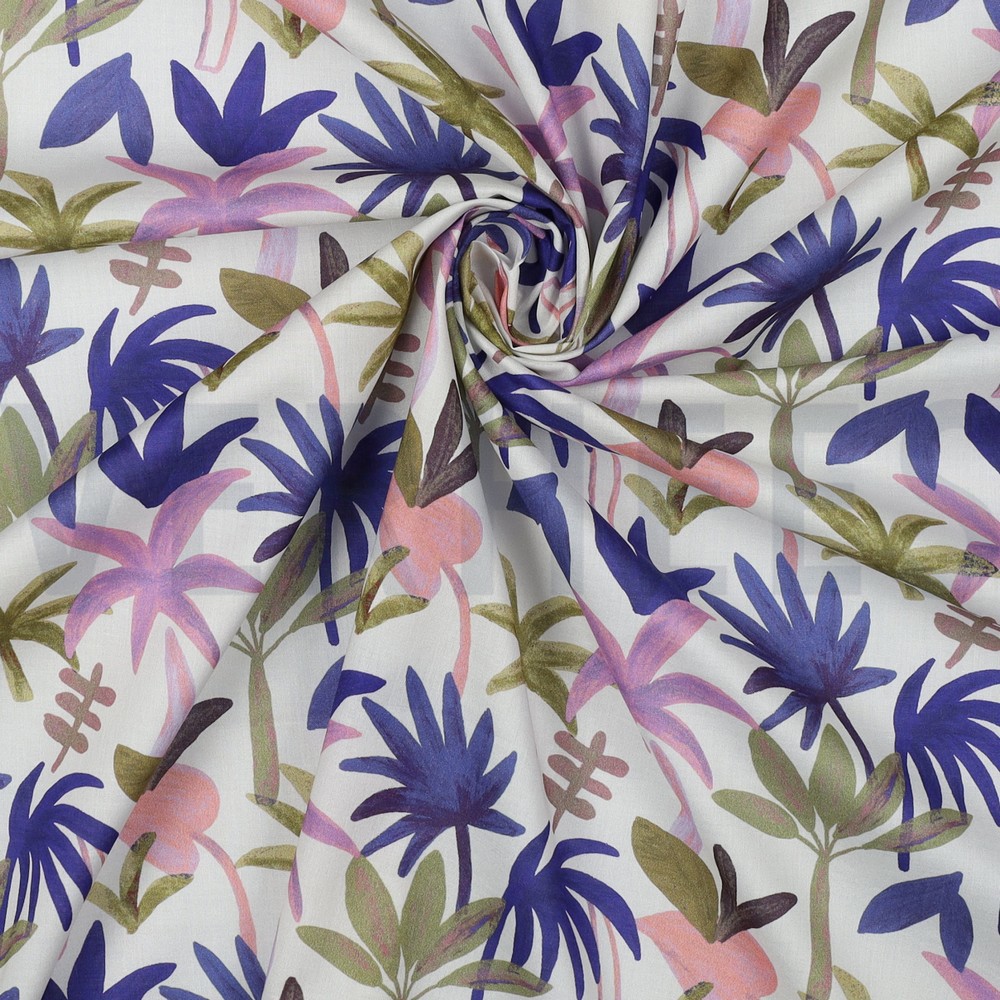 COTON VOILE DIGITAL PALM HAVEN BLEU COBALT #7