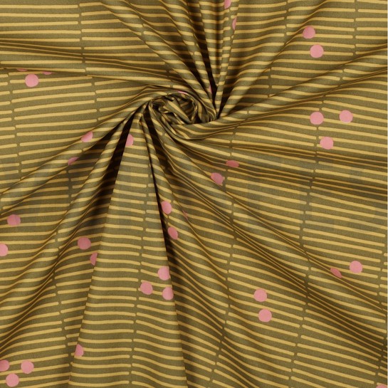 POPELINE DE COTON RAYURES CASSÉES VERT #7