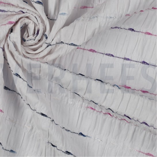 FRONCÉ COTON DOBBY RAYÉ BLANC #7