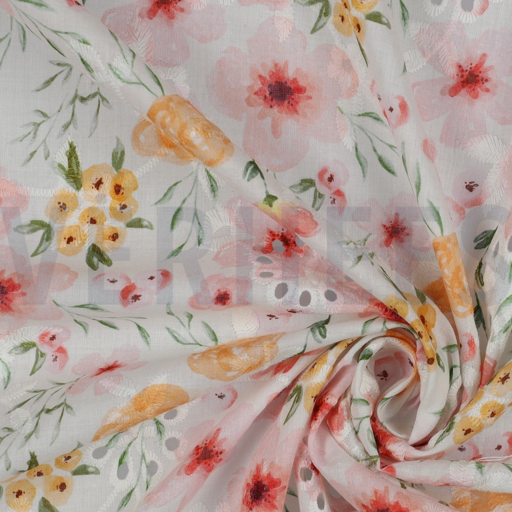 COTTON EMBROIDERY DIGITAL FLOWERS WHITE #7