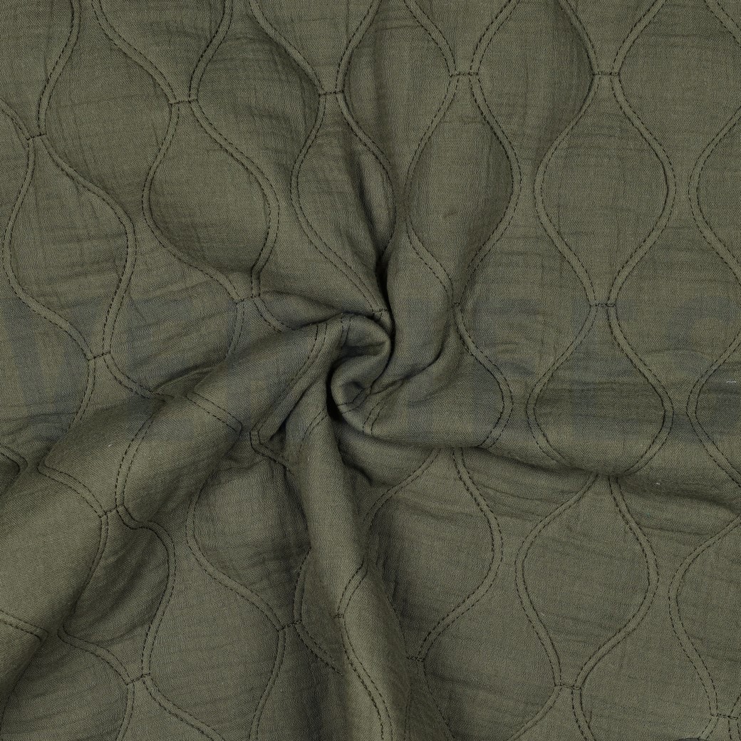MUSSELIN QUILT DUNKEL MOOSGRÜN #7