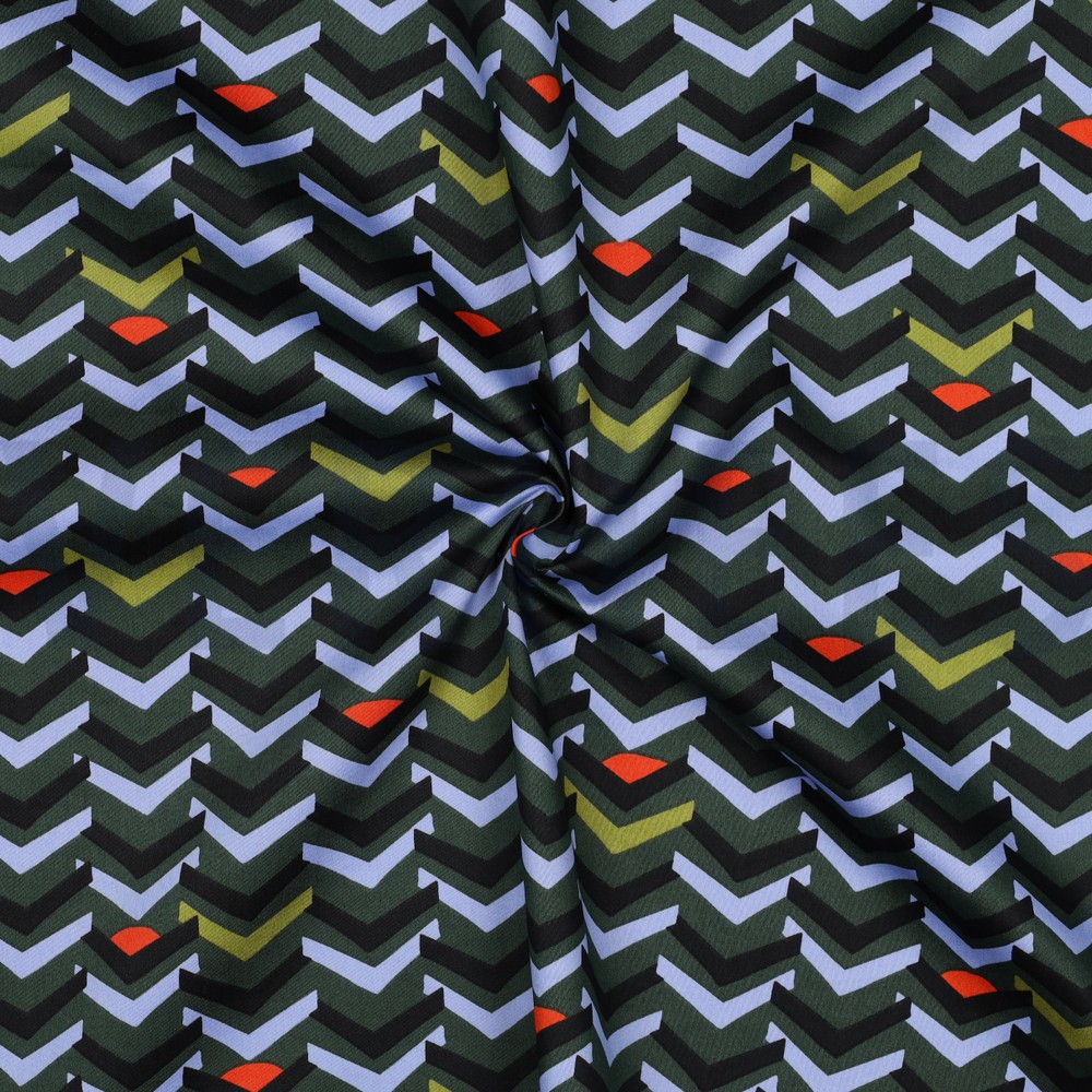 COTON SATIN GEOMETRIQUE VERT FONCÉ #7