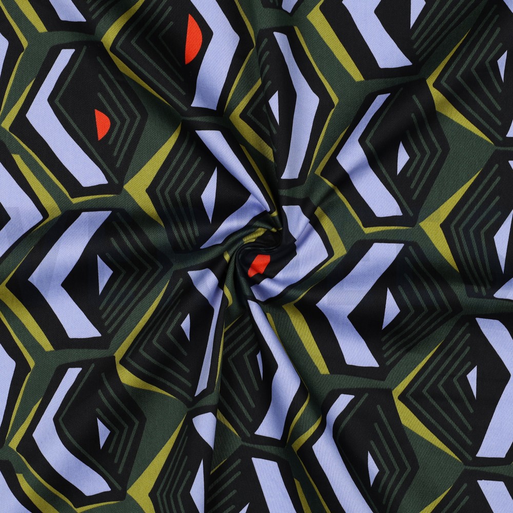 BAUMWOLLE SATIN GEOMETRISCH DUNKELGRÜN #7
