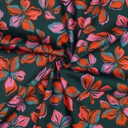 KATOEN SATIJN BLOEMEN DONKERGROEN (thumbnail) #3