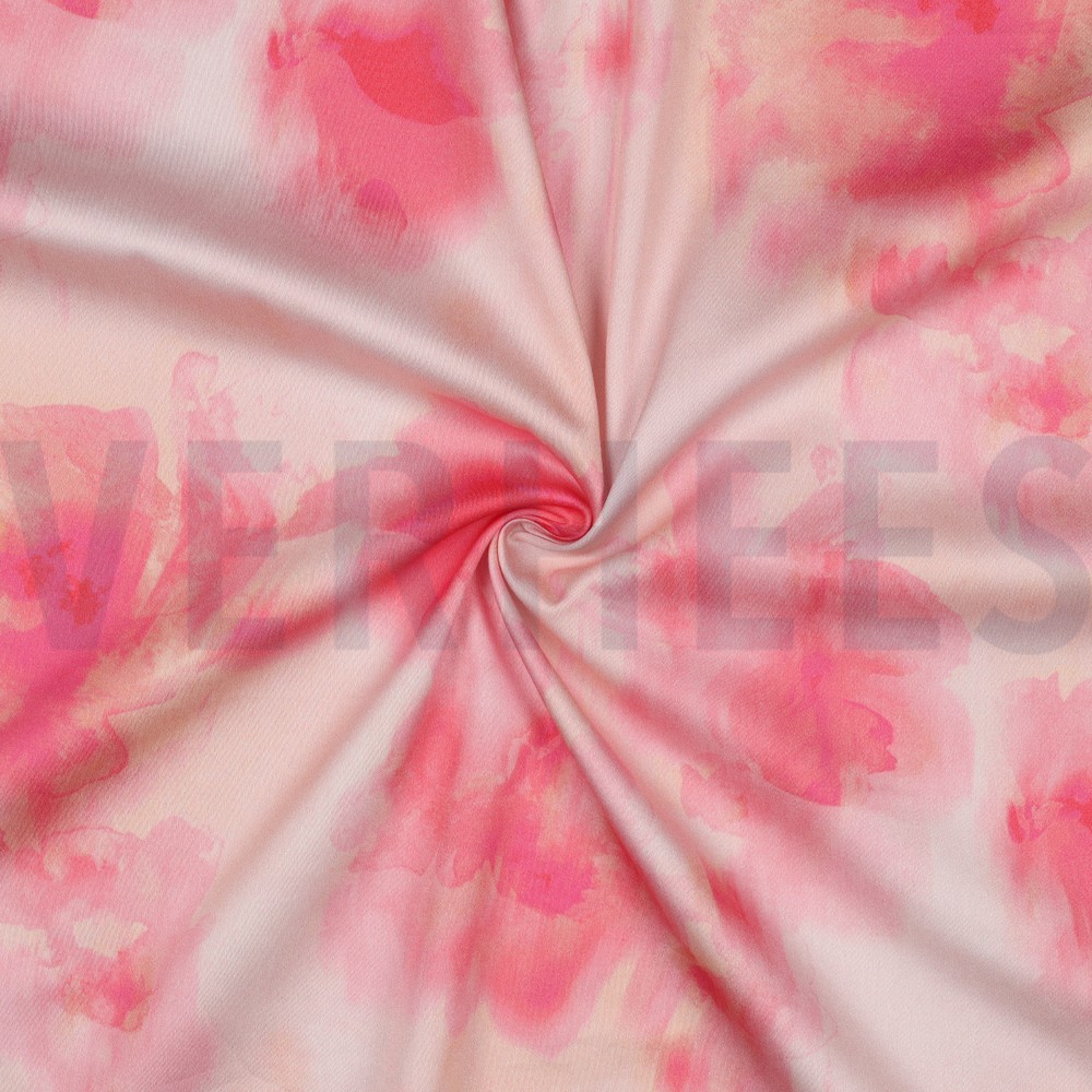 COTON SATIN DIGITAL FLEURS ROSE #7
